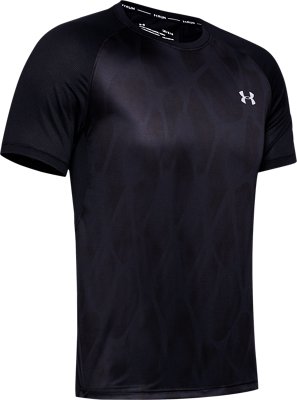 Under Armour Qualifier Iso-Chill Printed Short Sleeve Mens Running Top Black